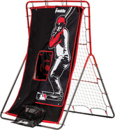Franklin Sports Baseball Pitching Target and Rebounder Net - 2-in-1 Switch Hitter Pitch Trainer + Pitchback Net - Pitching Target with Hitter + Strikezone, Red