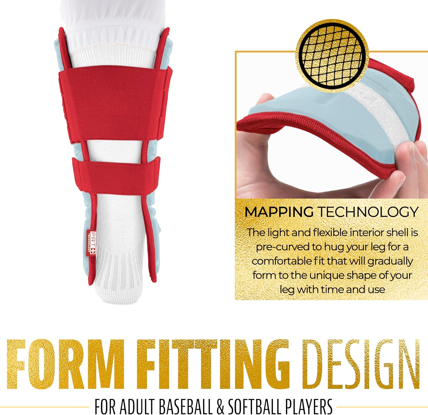 Franklin Sports Baseball + Softball Leg Guard - PRT Series Adult Shin + Foot Batting Shield - Right + Left Hand Hitters