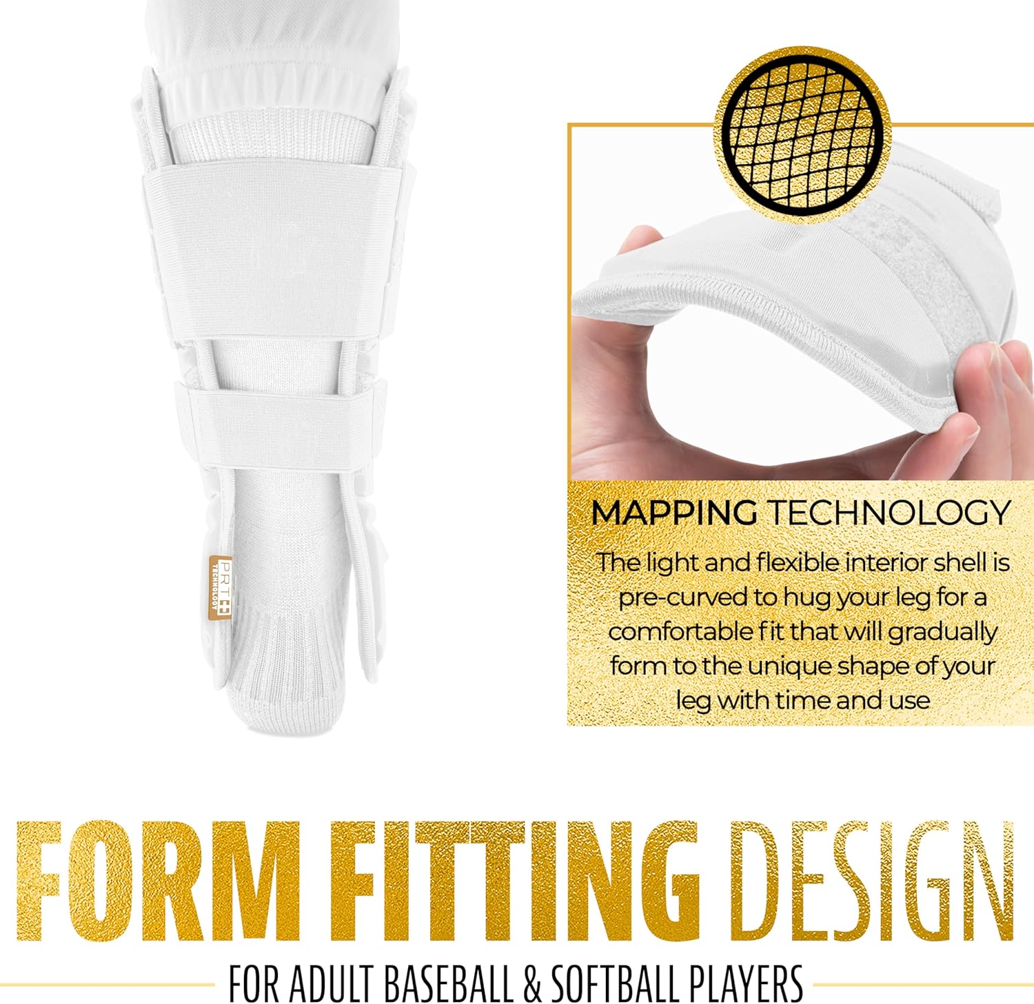 Franklin Sports Baseball + Softball Leg Guard - PRT Series Adult Shin + Foot Batting Shield - Right + Left Hand Hitters