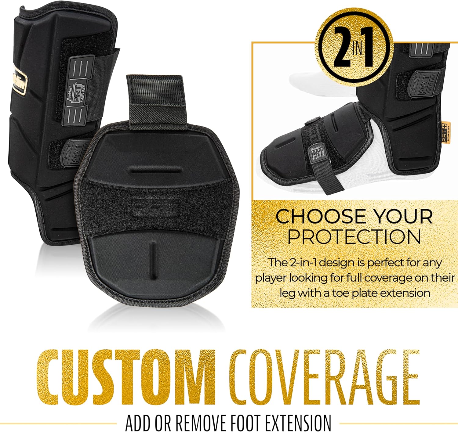 Franklin Sports Baseball + Softball Leg Guard - PRT Series Adult Shin + Foot Batting Shield - Right + Left Hand Hitters