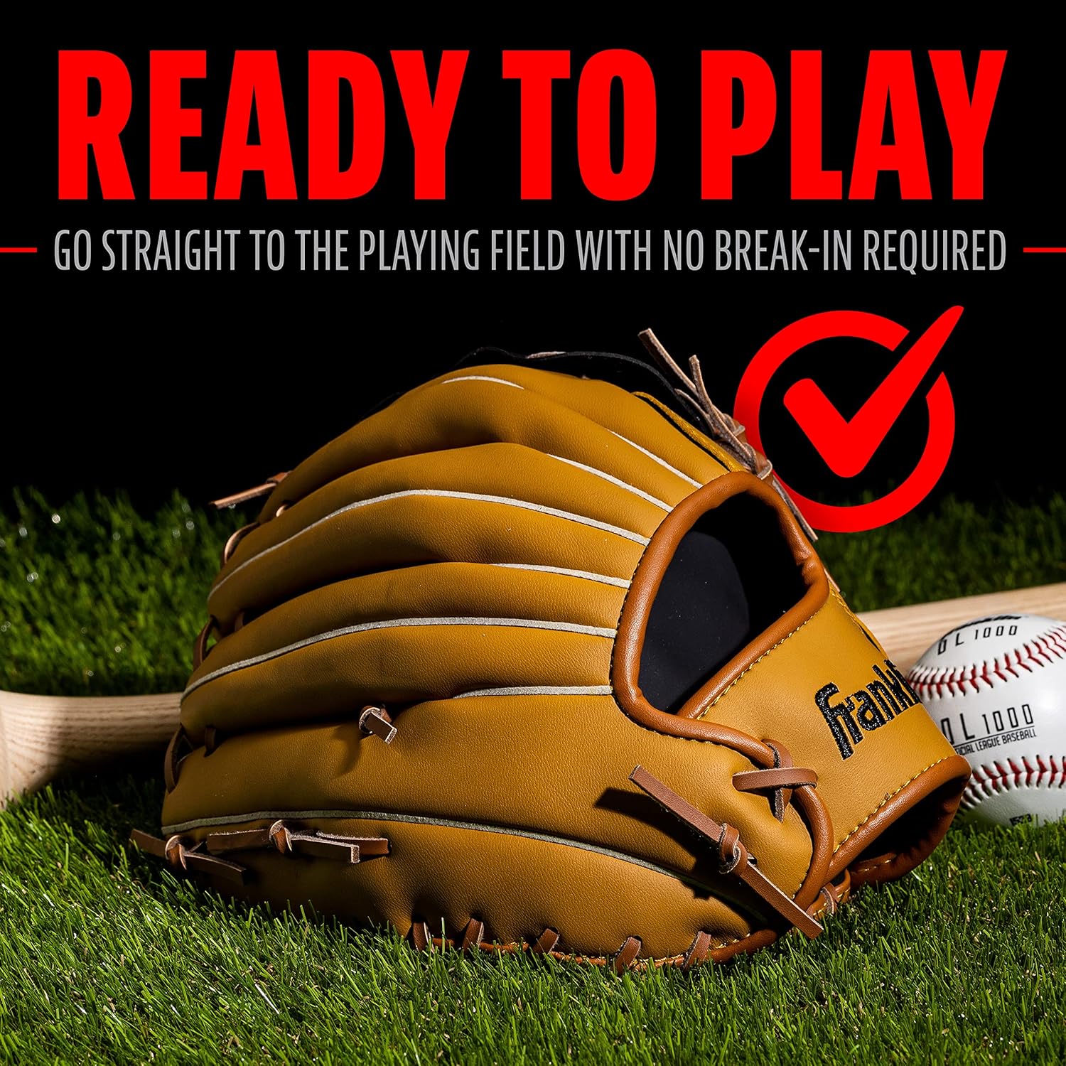 Franklin Sports Baseball + Softball Gloves - Field Master Adult + Youth Baseball + Softball Gloves - Right Hand + Left Hand Gloves - Infield + Outfield Mitts - Multiple Sizes + Colors