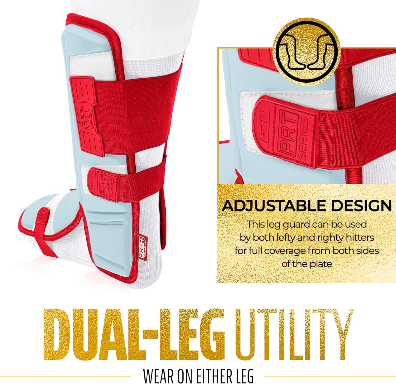 Franklin Sports Baseball + Softball Leg Guard - PRT Series Adult Shin + Foot Batting Shield - Right + Left Hand Hitters