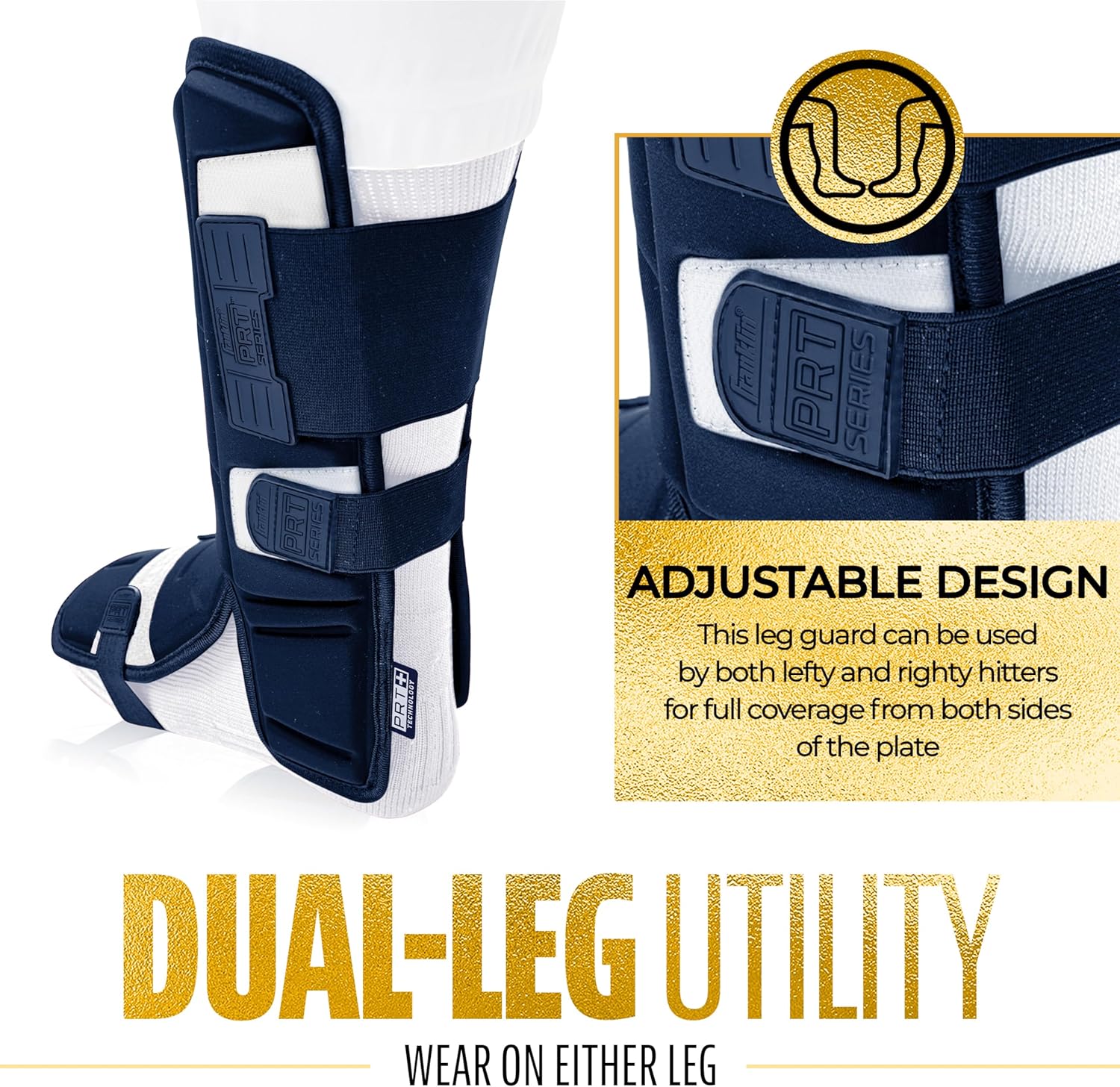 Franklin Sports Baseball + Softball Leg Guard - PRT Series Adult Shin + Foot Batting Shield - Right + Left Hand Hitters